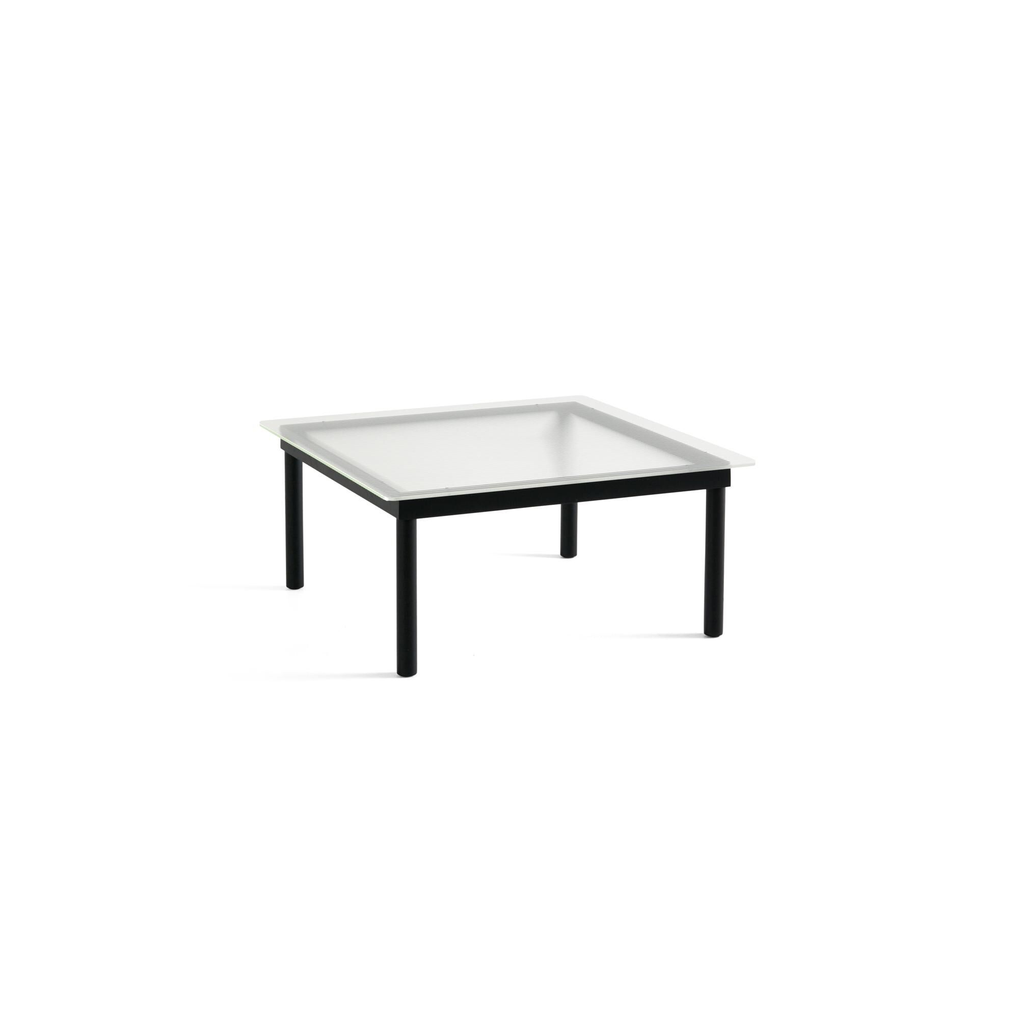 Kofi Sofabord 80x80 Sort Eg/Klar Rillet Glas