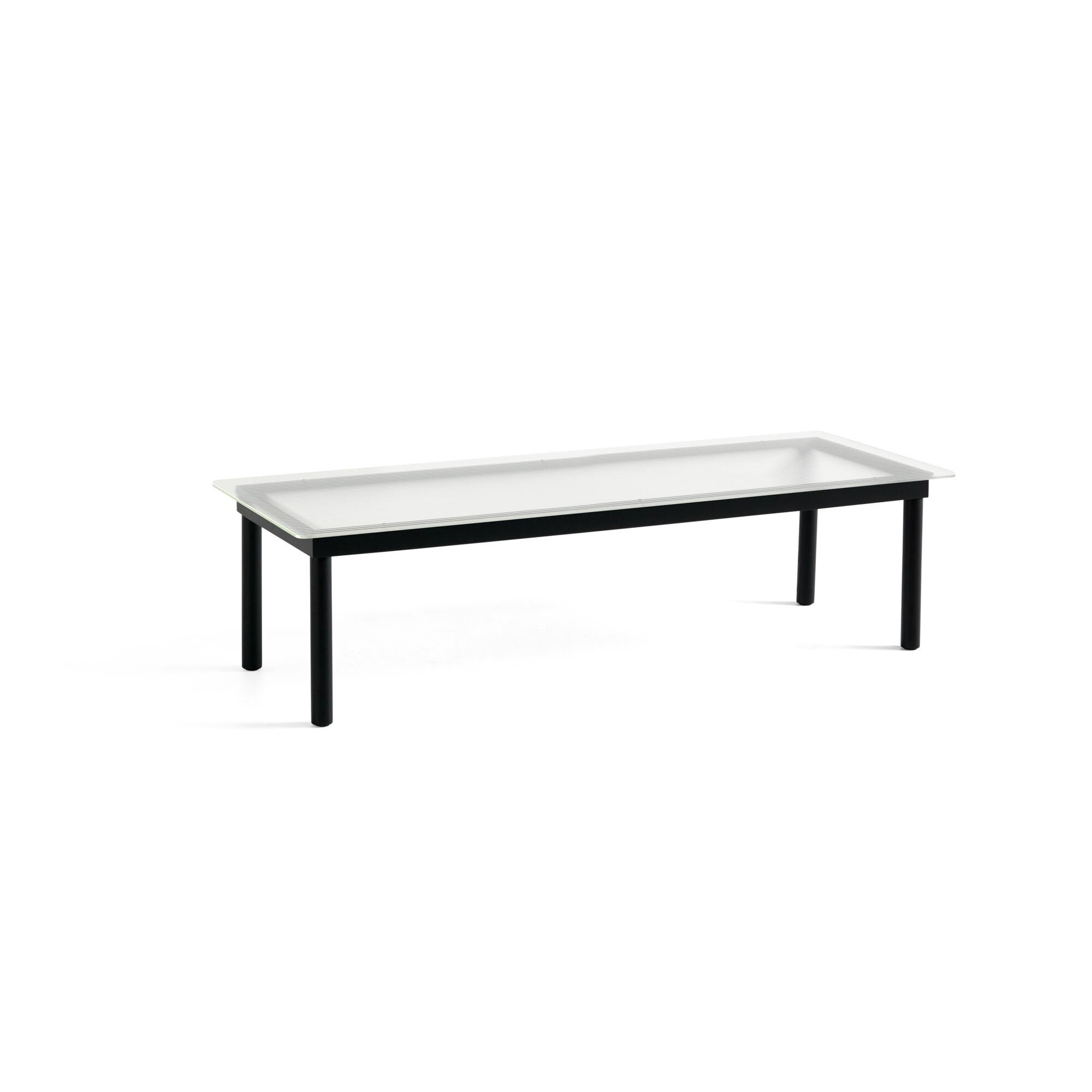 Kofi Sofabord 140x50 Sort Eg/Klar Rillet Glas