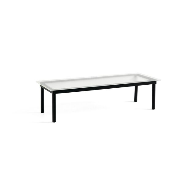 Table Basse Kofi 140x50 Chêne Noir/Transparent Rainuré Transparent