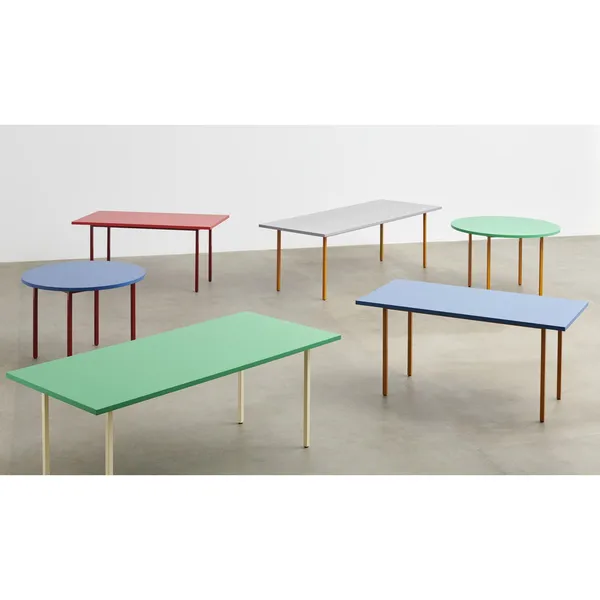 Two-Colour Dining Table Ø105 Ochre/Blue