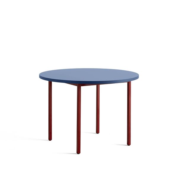 Tweekleurige Eettafel Ø105 Kastanjebruin Rood/Blauw