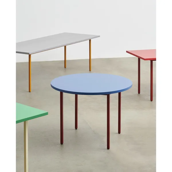 Two-Colour Dining Table Ø105 Maroon Red/Blue