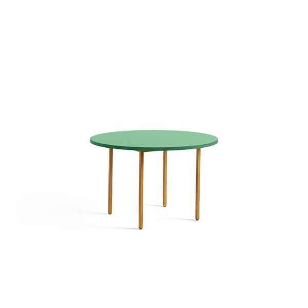Tweekleurige Eettafel Ø120 Oker/Groen Munt