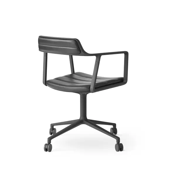 452 Swivel Chair w. Wheels Black Leather