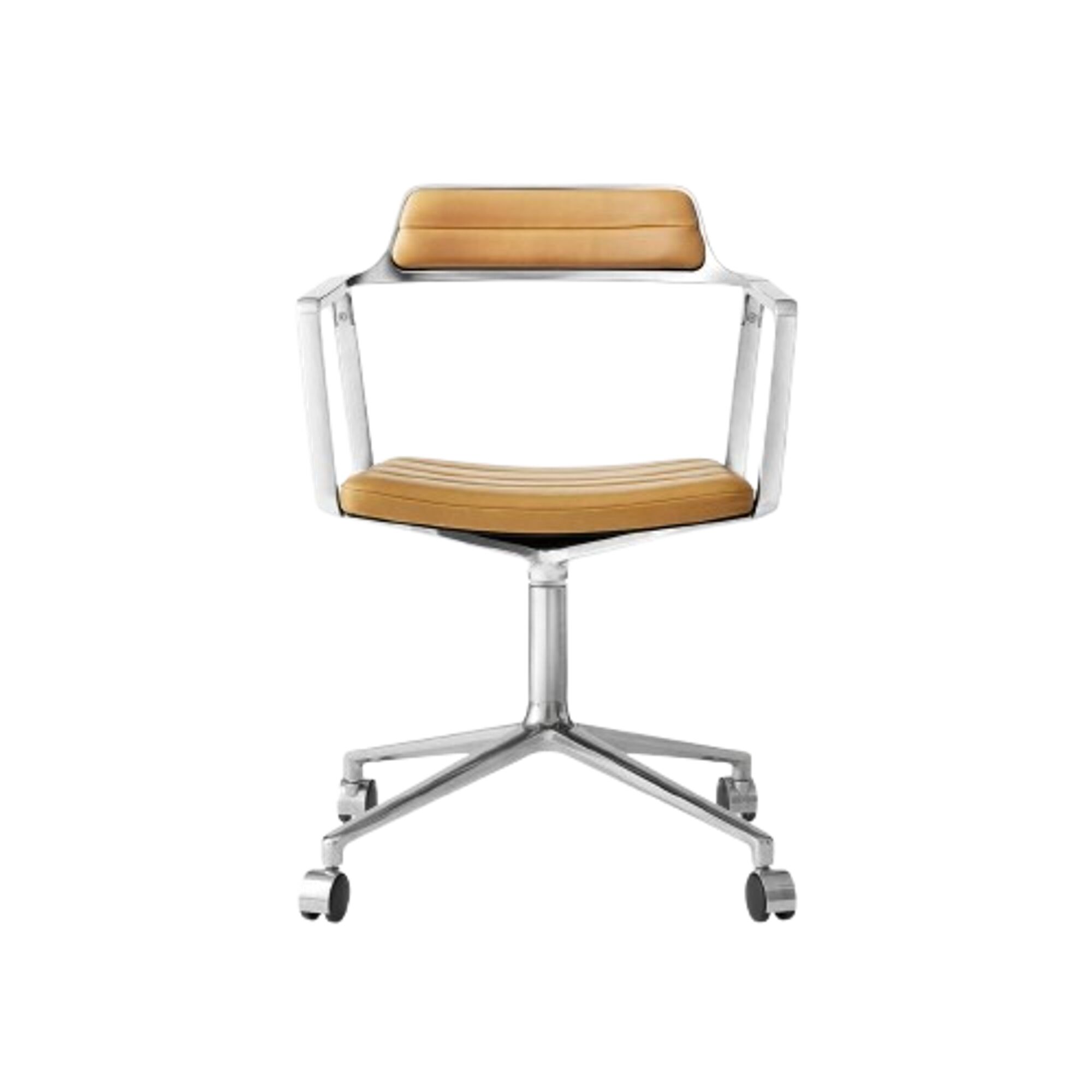Chaise pivotante à roulettes 452 Camel/Cuir