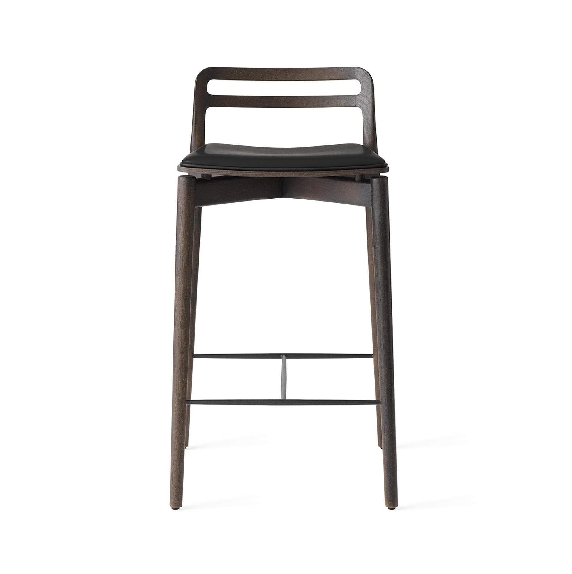 Tabouret de Bar 484 Cabin Chêne foncé/Cuir Noir
