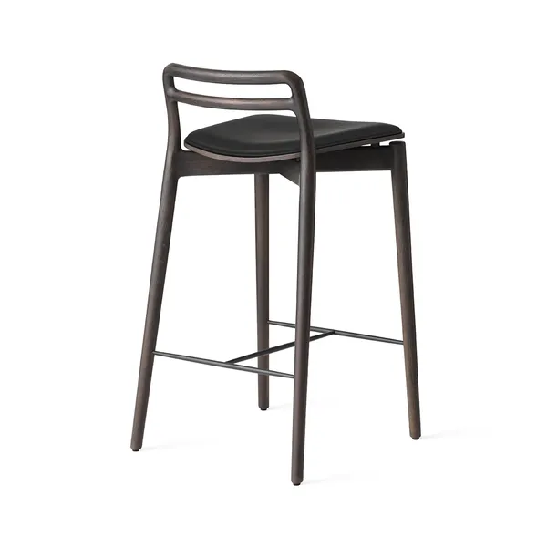 484 Cabin Bar Stool Dark Oak/Black Leather