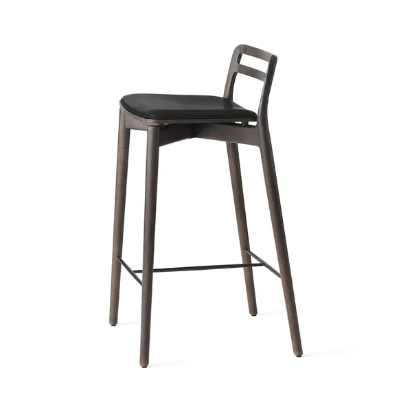 484 Cabin Bar Stool Dark Oak/Black Leather