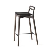 484 Cabin Bar Stool Dark Oak/Black Leather