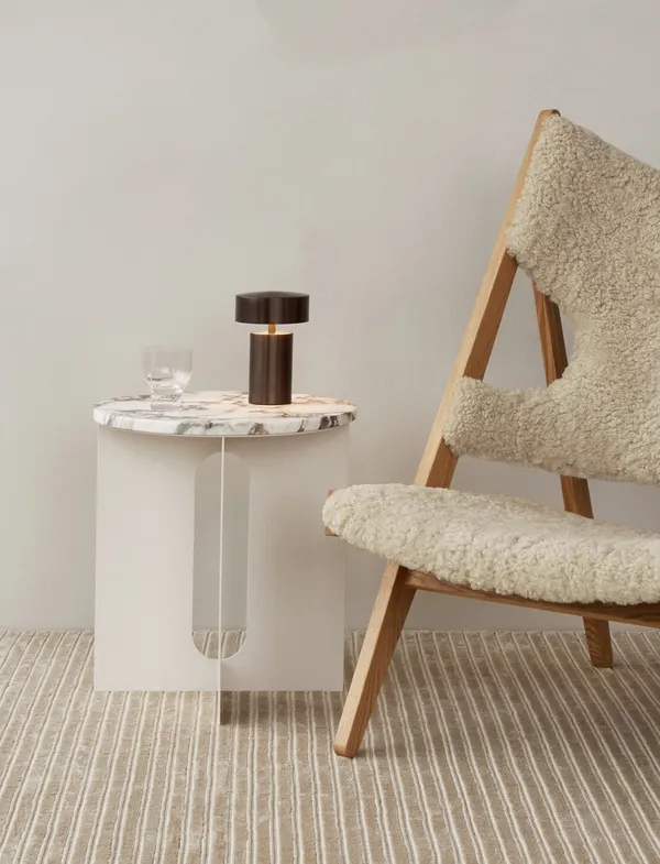 Androgyne Side Table Ø50 Walnut/Kunis Breccia