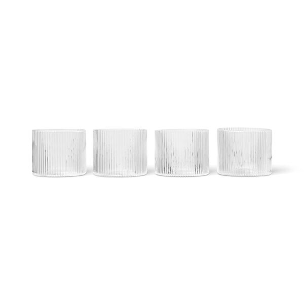Geribbelde Laag Glas Set van 4 Helder