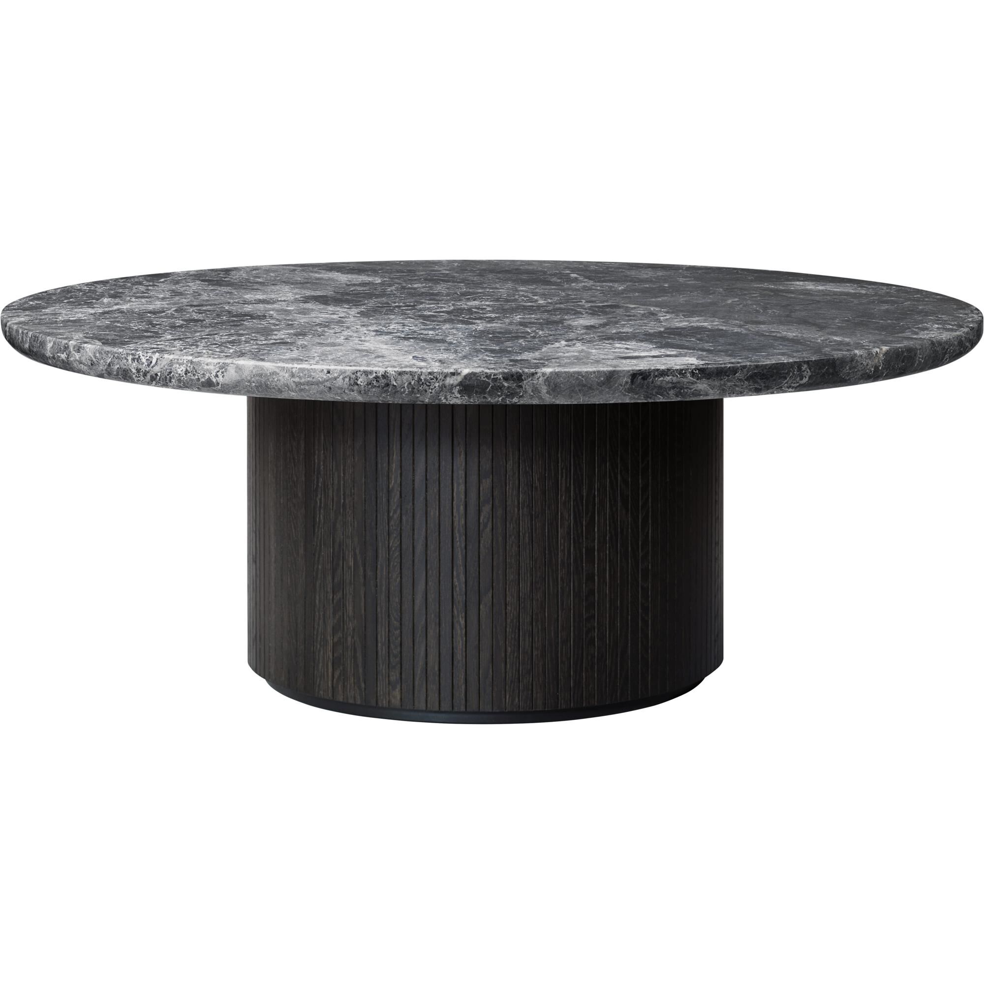 Moon Sofabord Rundt 120 cm med Tr Base og Gr Emperador Marmor Top
