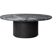 Moon Sofabord Rundt Ø120 cm med Træ Base og Grå Emperador Marmor Top