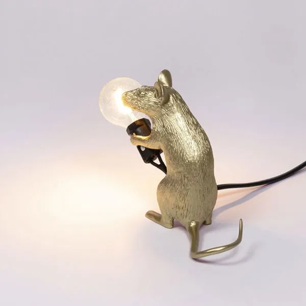 Mouse Mac Sitting Table Lamp Gold
