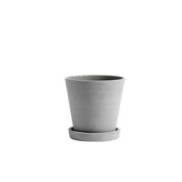 Flowerpot med fat M Grå