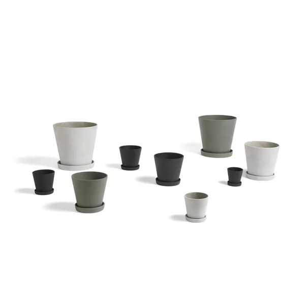 Flowerpot lautasella XL harmaa