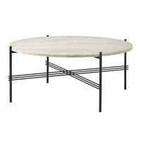 TS Outdoor Coffee Table Round Ø80 White Travertine/Black