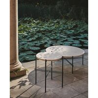 TS Outdoor Coffee Table Round Ø80 White Travertine/Black