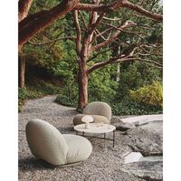 TS Outdoor Coffee Table Round Ø80 White Travertine/Black