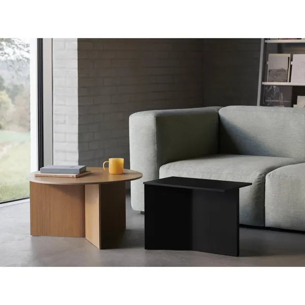 Slit Wood Coffee Table Round Ø65 Lacquered Oak