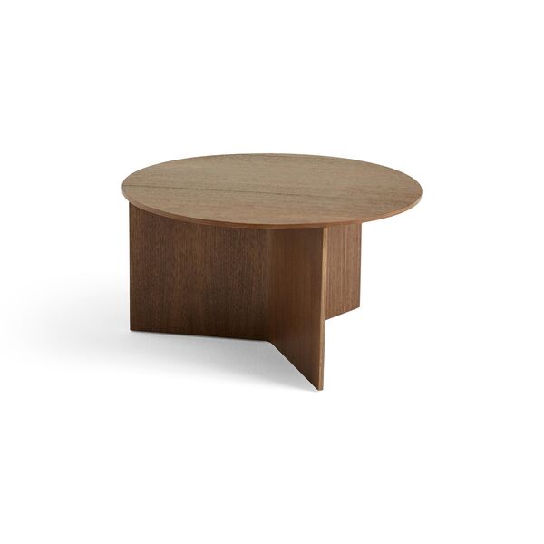 Mesa de Centro de Madera con Hendiduras Redonda Ø65 Lacado Nuez