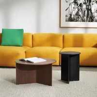 Slit Wood Coffee Table Round Ø65 Lacquered Walnut