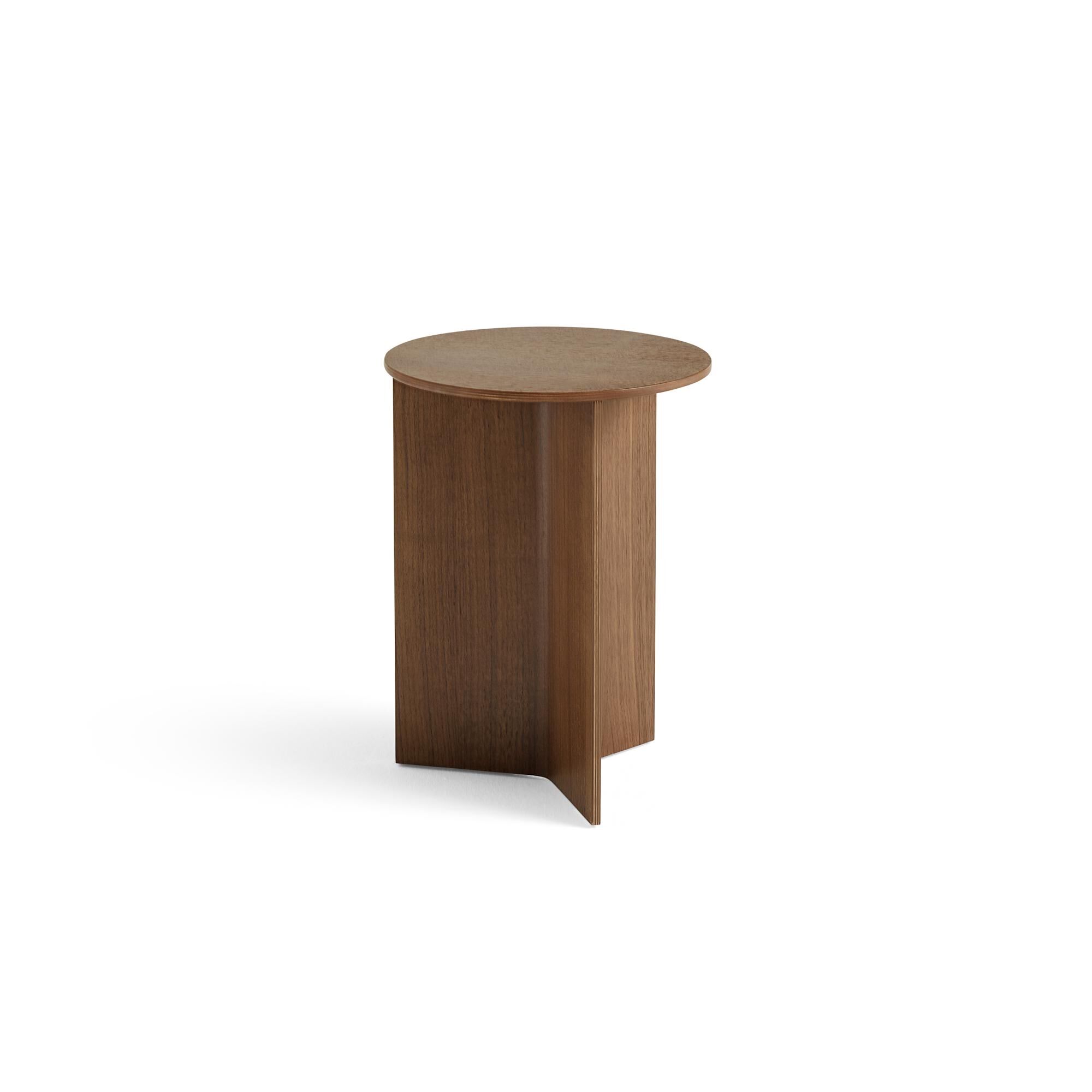Table Basse Bois Slit Ronde Ø35 Noyer Noyer