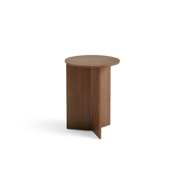 Slit Wood Coffee Table Round Ø35 Lacquered Walnut