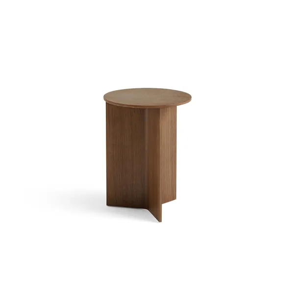 Slit Wood Coffee Table Round Ø35 Lacquered Walnut
