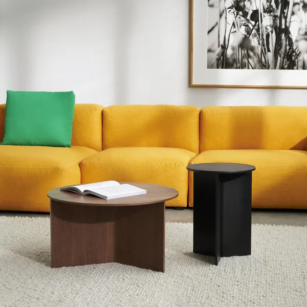 Slit Wood Coffee Table Round Ø35 Black