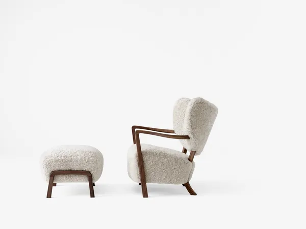 Wulff ATD2 Armchair Sheepskin Moonlight/ Walnut Including ATD3 Pouf
