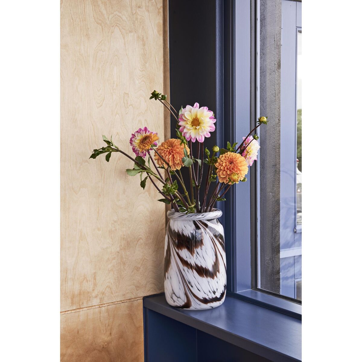 Splash Rollkragenvase Blau