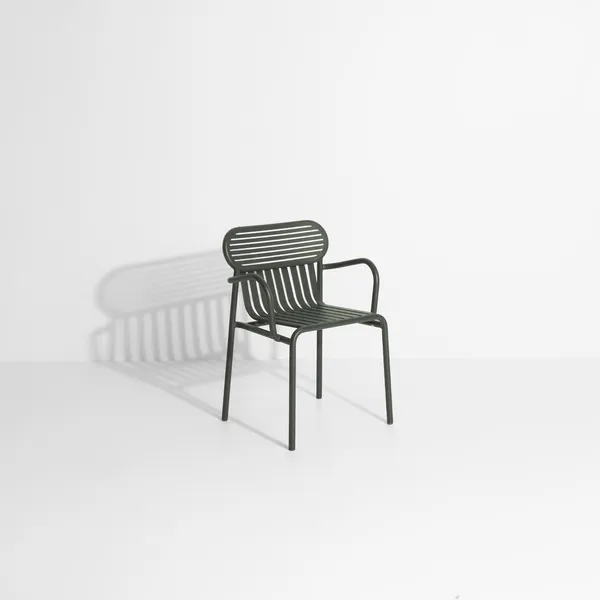 WEEK-END Dining Chair with Armrests Glass Green