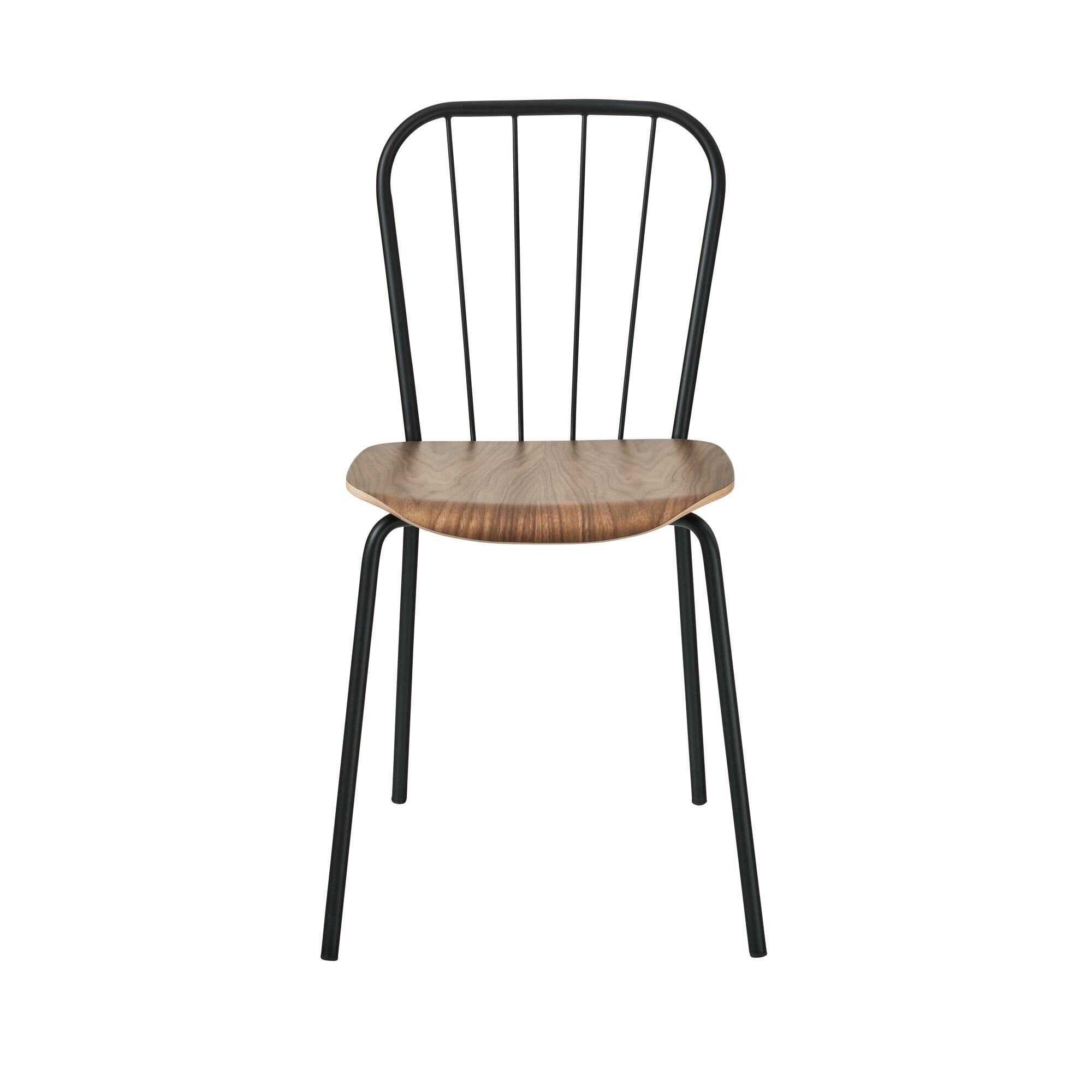 Chaise de Salle à Manger Same Noir avec Assise en Noyer