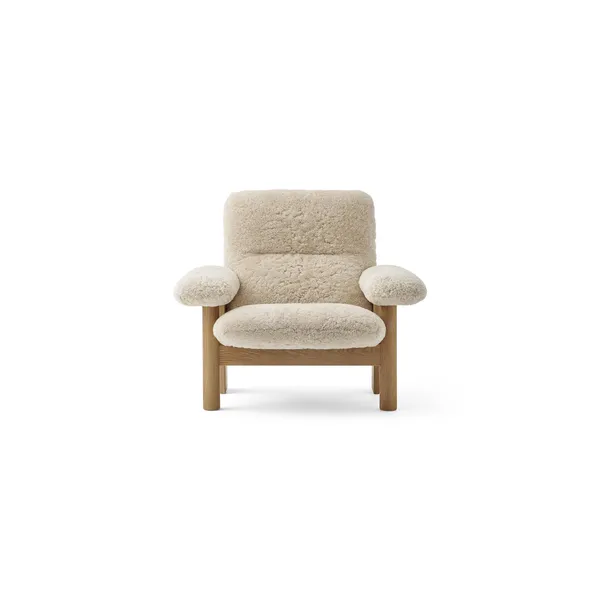 Brasilia Fauteuil Chêne Naturel/Mouton Bouclé