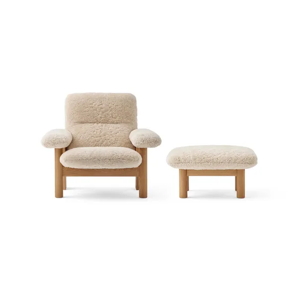 Brasilia Fauteuil Chêne Naturel/Mouton Bouclé