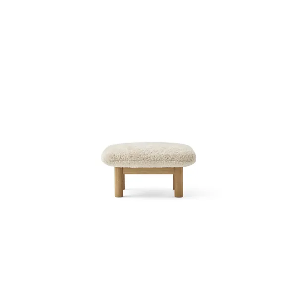 Brasilia Hocker Natureiche/Schaffell Lockig