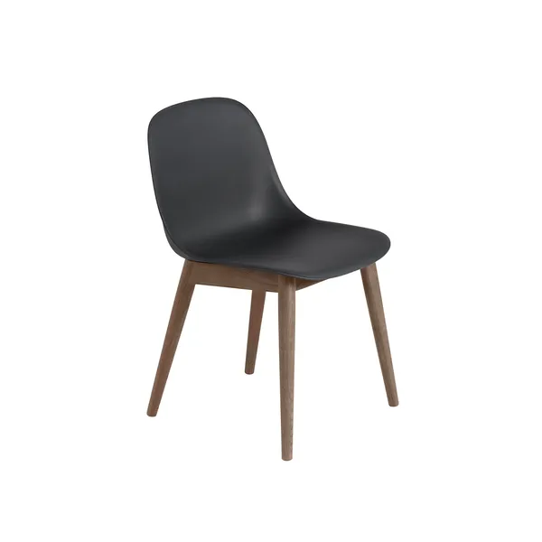 Fiber Dining Chair w. Wood Base Dark Brown