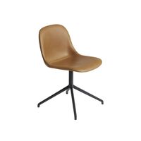 Fiber Spisebordsstol med Swivel Base Læder Polstret Cognac/Sort