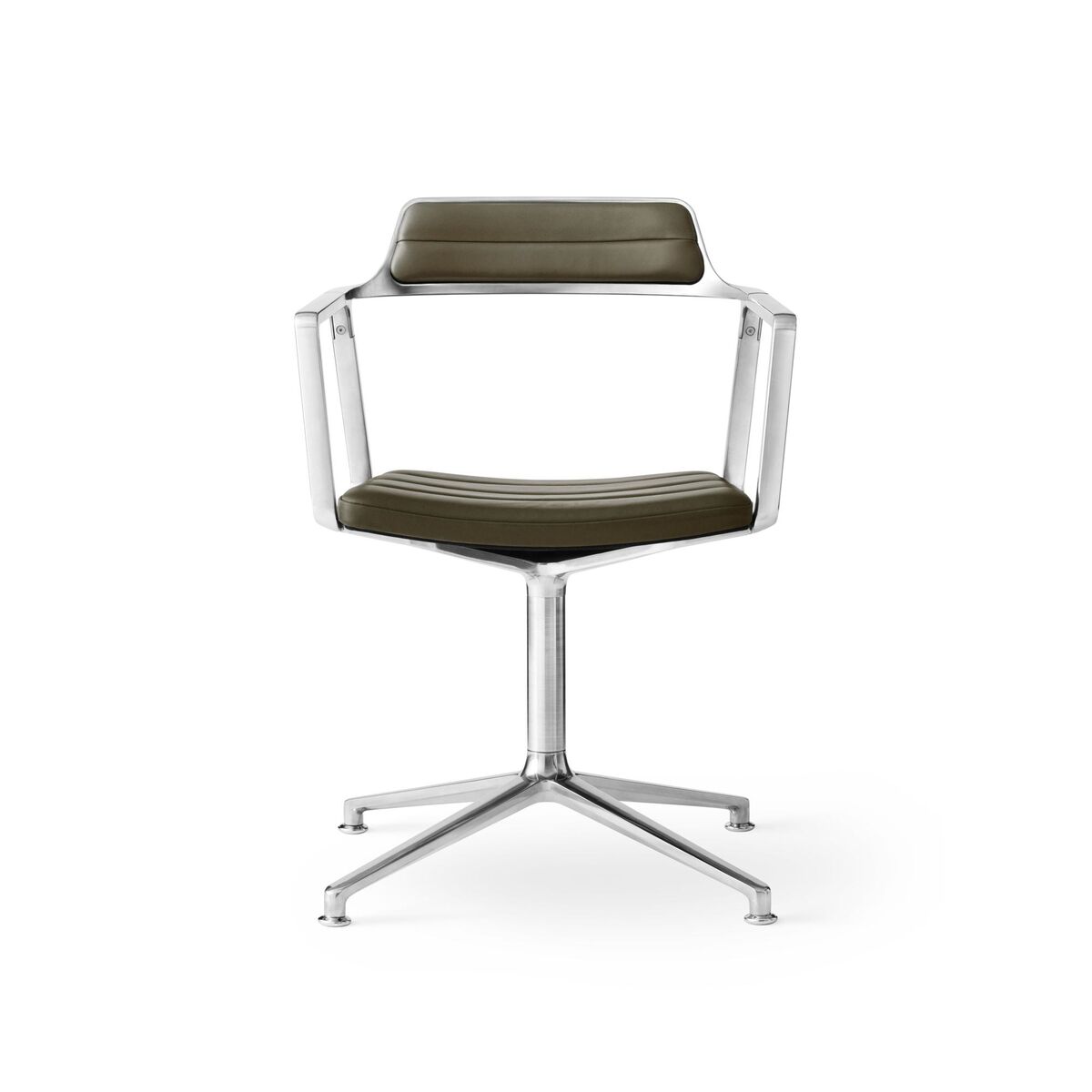 452 Swivel Chair M. Floor Gliders Aluminum/ Bosco Green