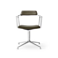 452 Swivel Chair M. Floor Gliders Aluminum/ Bosco Green