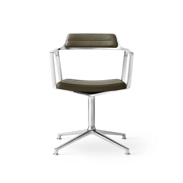 452 Swivel Chair M. Floor Gliders Aluminum/ Bosco Green