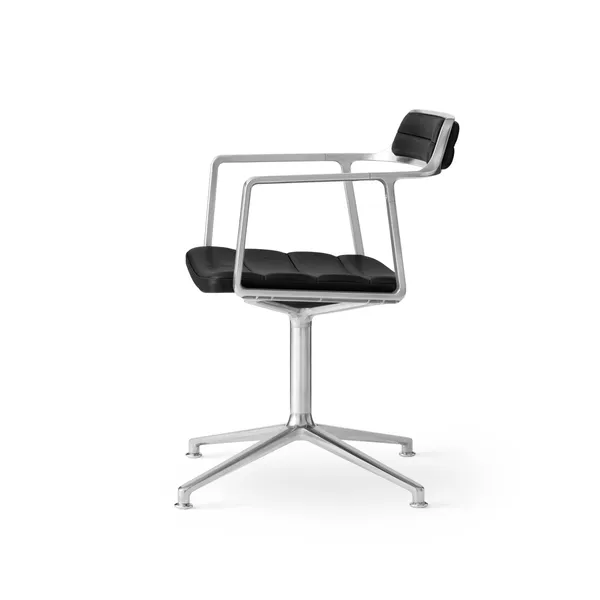 452 Snurrstol Aluminium/ Svart Läder