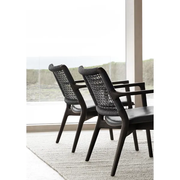 488 Cabin Lenestol Sort Skinn/mørk Eik
