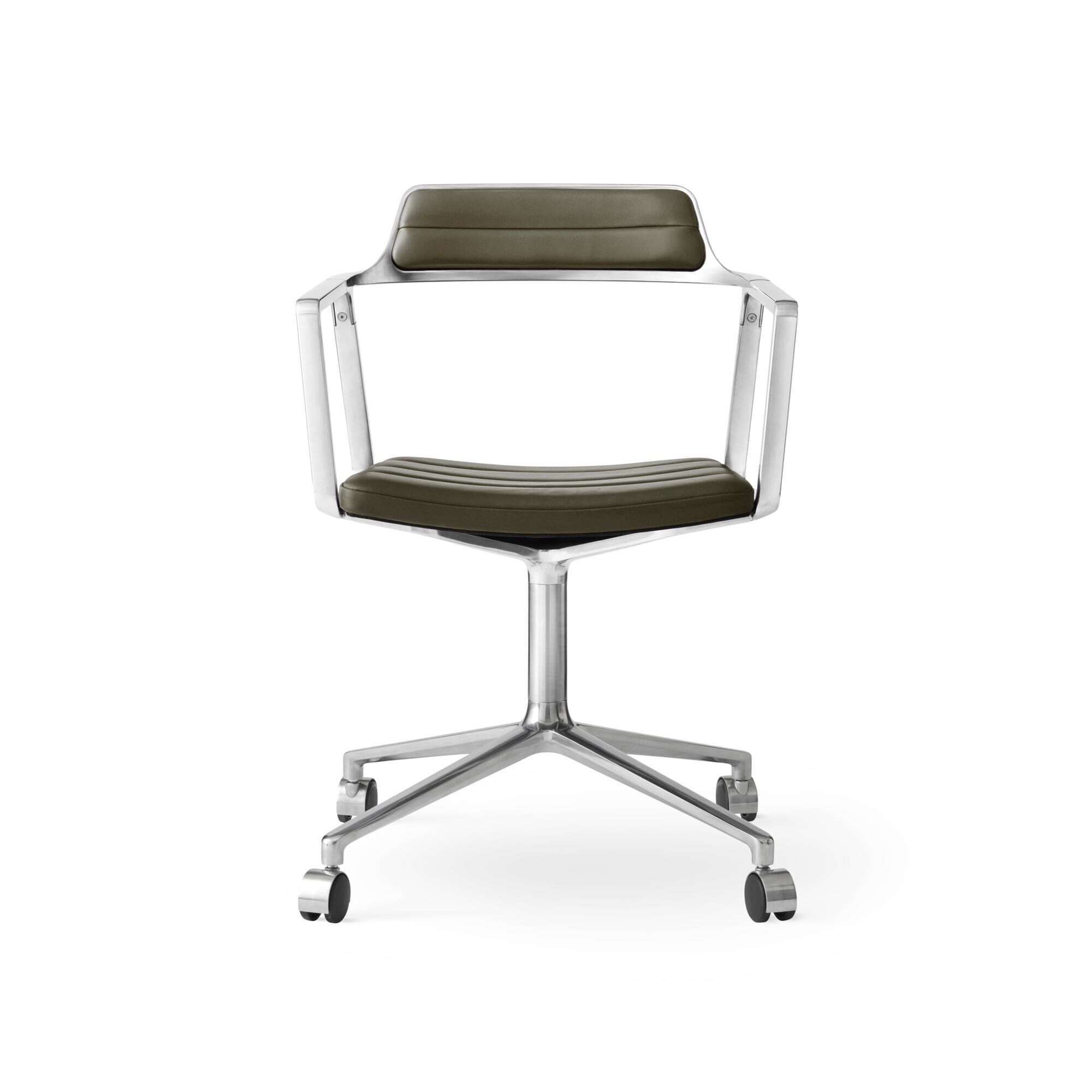 Chaise Pivotante à Roulettes 452 en Aluminium/ Vert Bosco