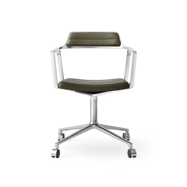 452 Drehstuhl mit Rollen Aluminium/ Bosco Grün