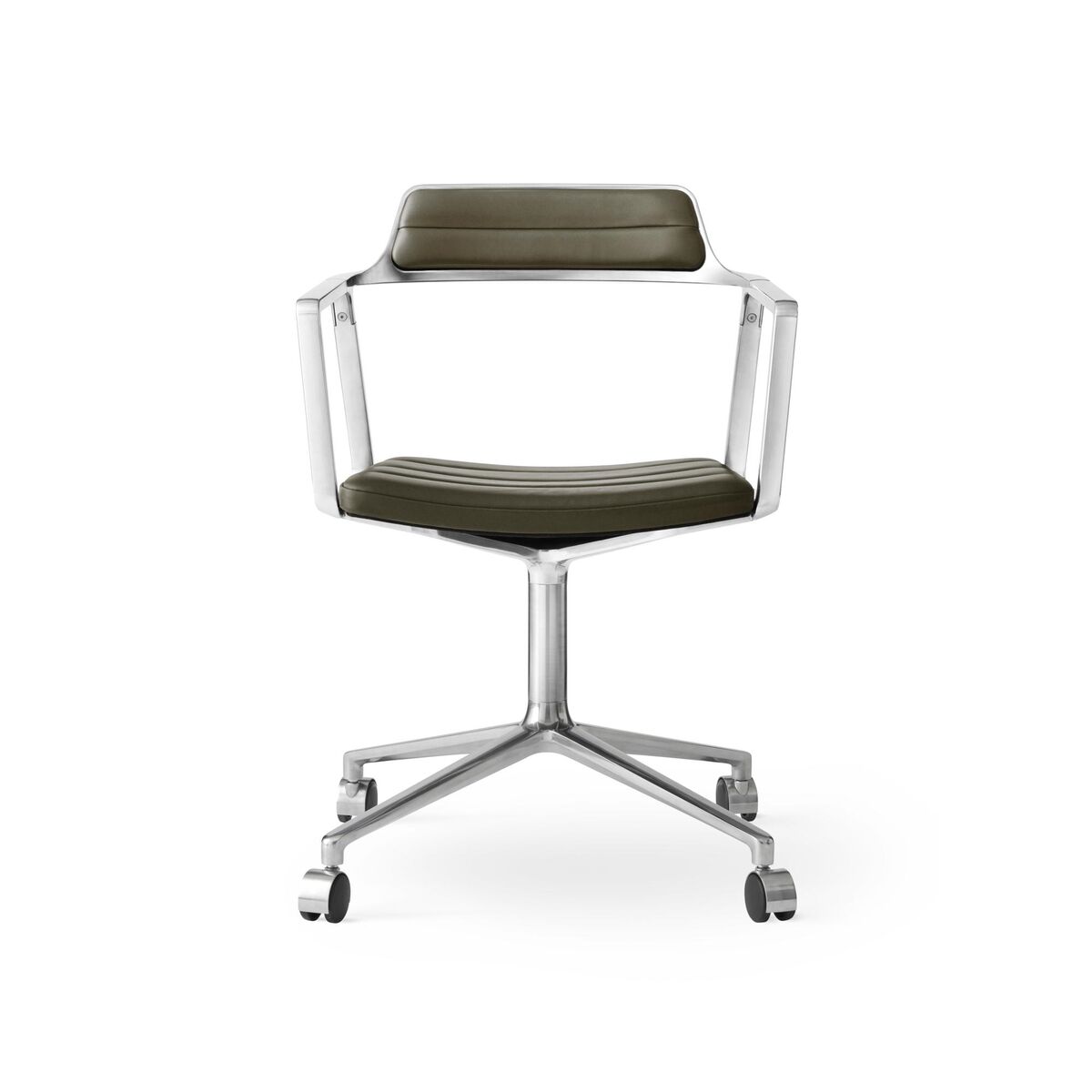 452 Swivel Chair with Wheels Aluminum/Bosco Green