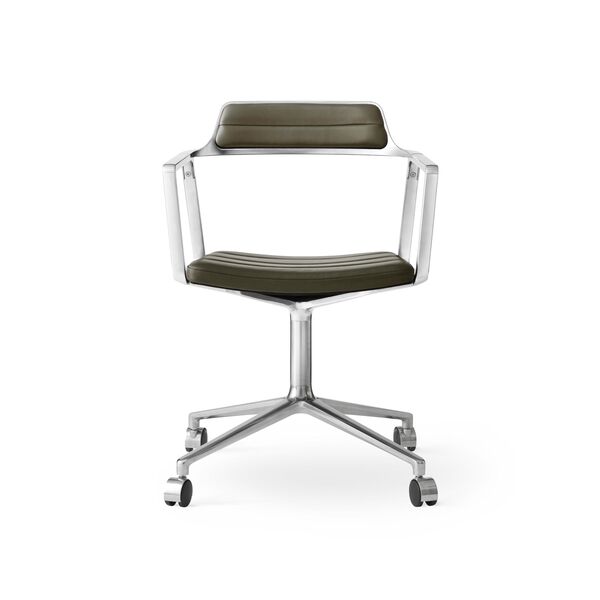 452 Swivel Chair with Wheels Aluminum/Bosco Green