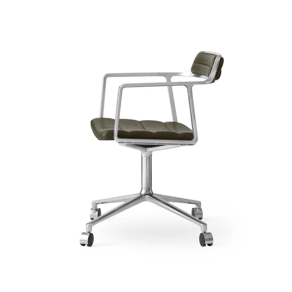 452 Drehstuhl mit Rollen Aluminium/ Bosco Grün