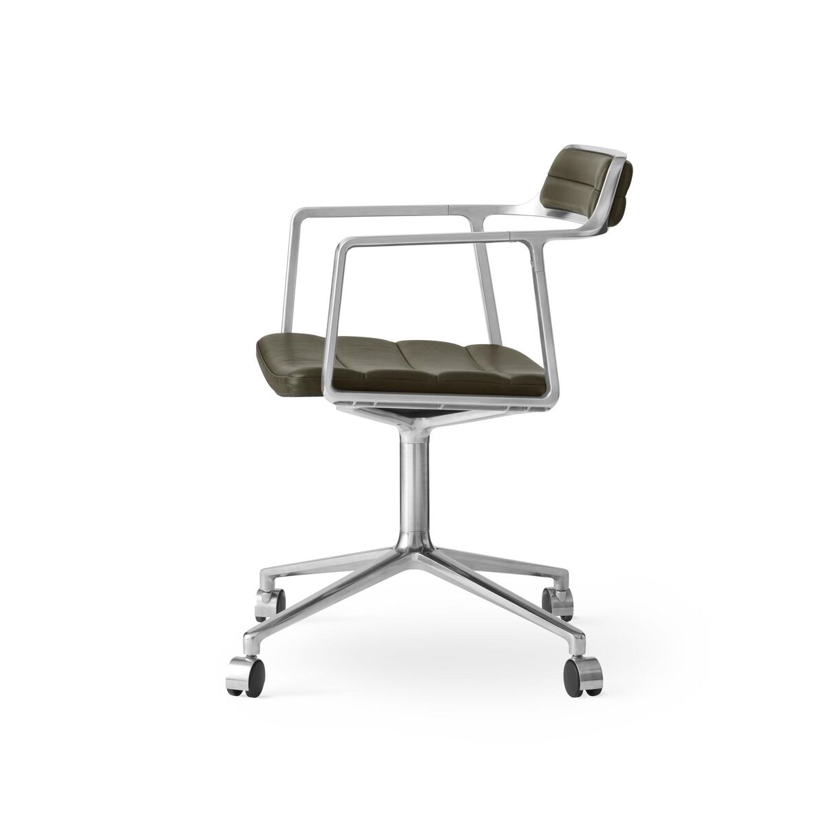 452 Swivel Chair with Wheels Aluminum/Bosco Green